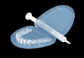 Teeth whitening kit, invisalign and gel. 3D illustration concept