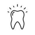 Teeth Whitening Line Icon. Glow Healthy Tooth Linear Pictogram. Shiny Bright Tooth. Dental Hygiene. Dentistry Outline