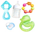 Teethers, soother and bottle for babies