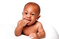 Teething baby biting fingers Royalty Free Stock Photo