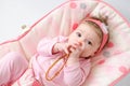 Teething baby girl Royalty Free Stock Photo