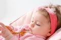 Teething baby girl Royalty Free Stock Photo