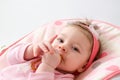 Teething baby girl Royalty Free Stock Photo