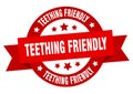 teething friendly round ribbon isolated label. teething friendly sign.