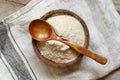 Teff flour in a bowl with a spoon