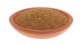 Teff grain filling a small bowl on a white background Royalty Free Stock Photo