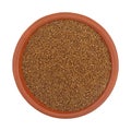 Teff grain filling a small bowl on a white background Royalty Free Stock Photo