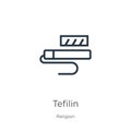 Tefilin icon. Thin linear tefilin outline icon isolated on white background from religion collection. Line vector tefilin sign,