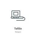 Tefilin outline vector icon. Thin line black tefilin icon, flat vector simple element illustration from editable religion concept