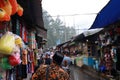 Tegal, January 2023. Photo of a seller on the side of the Guci tourist road. for souvenirs with various kinds of food being sold,