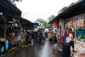 Tegal, January 2023. Photo of a seller on the side of the Guci tourist road. for souvenirs with various kinds of food being sold,