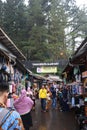 Tegal, January 2023. Photo of a seller on the side of the Guci tourist road. for souvenirs with various kinds of food being sold,