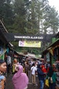 Tegal, January 2023. Photo of a seller on the side of the Guci tourist road. for souvenirs with various kinds of food being sold,