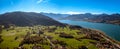 Tegernsee Aerial Fall autumn. Drone Panorama Bavarian Alps