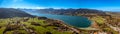 Tegernsee Aerial Fall autumn. Drone Panorama Bavarian Alps