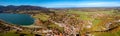 Tegernsee Aerial Fall autumn. Drone Panorama Bavarian Alps