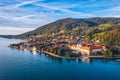 Tegernsee, Germany. Lake Tegernsee in Rottach-Egern (Bavaria), Germany near the Austrian border. Aerial view of the lake Royalty Free Stock Photo