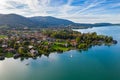Tegernsee, Germany. Lake Tegernsee in Rottach-Egern (Bavaria), Germany near the Austrian border. Aerial view of the lake \