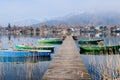 Tegernsee lake view panorama from a wooden Pier. Bayern, Germany Royalty Free Stock Photo