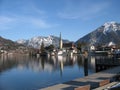 Tegernsee View of Church on the Lake with the Bavarian Alps Royalty Free Stock Photo