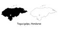 Tegucigalpa Honduras. Detailed Country Map with Location Pin on Capital City.