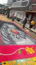 Sawdust colored carpets preparation religious summer celebration Tegucigalpa Honduras 2019 5