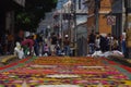 Sawdust colored carpets preparation religious summer celebration Tegucigalpa Honduras 2019 18