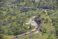 The Tehachapi Train Loop near Tehachapi California is the historic location of the Southern Pacific Railroad where freight trains