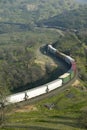 The Tehachapi Train Loop near Tehachapi California is the historic location of the Southern Pacific Railroad where freight trains