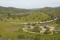 The Tehachapi Train Loop near Tehachapi California is the historic location of the Southern Pacific Railroad where freight trains