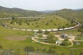 The Tehachapi Train Loop near Tehachapi California is the historic location of the Southern Pacific Railroad where freight trains