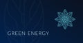 Green energy poster with leaf hologram logotype
