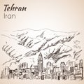 Tehran cityscape - Iran. Sketch. Royalty Free Stock Photo