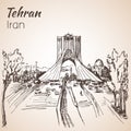 Tehran cityscape - Iran. Sketch. Royalty Free Stock Photo