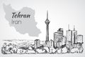 Tehran cityscape - Iran. Sketch. Royalty Free Stock Photo