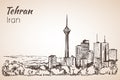 Tehran cityscape - Iran. Sketch. Royalty Free Stock Photo