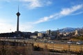 Tehran cityscape and Milad Tower , skyline of Tehran in blue sky