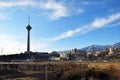 Tehran cityscape and Milad Tower , skyline of Tehran in blue sky