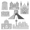 Tehran Famous Buildings, Outline Sketch