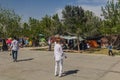 TEHRAN, IRAN - APRIL 2, 2018: People are camping in the park around Mausoleum of Ruhollah Khomeini near Tehran during Royalty Free Stock Photo