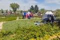 TEHRAN, IRAN - APRIL 2, 2018: People are camping in the park around Mausoleum of Ruhollah Khomeini near Tehran during Royalty Free Stock Photo