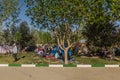 TEHRAN, IRAN - APRIL 2, 2018: People are camping in the park around Mausoleum of Ruhollah Khomeini near Tehran during Royalty Free Stock Photo