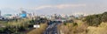 Panorama view of Tehran city, Modares highway and Abo Atash bridge from Tabiat Bridge in Tehran. Iran