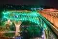 View of Tabiat Bridge at night in Tehran. Iran