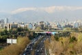 View of Tehran city, Modares highway and Abo Atash bridge from Tabiat Bridge in Tehran. Iran