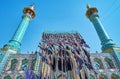 Ashura flags in Tajrish Square and on Imamzadeh Saleh Holy Shrine, Tehran, Iran