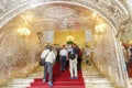Tourists entering the Talar e Brelian Brilliant Hall. Golestan palace.