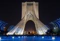 Azadi Tower in Tehran at night, the capital of Iran Royalty Free Stock Photo