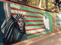 Mural against americans on the walls of the former American Embassy in Teheran