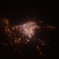 Tehran Iran street lights map. Satellite view on modern city at night. Imitation of aerial view on roads network. 3d render